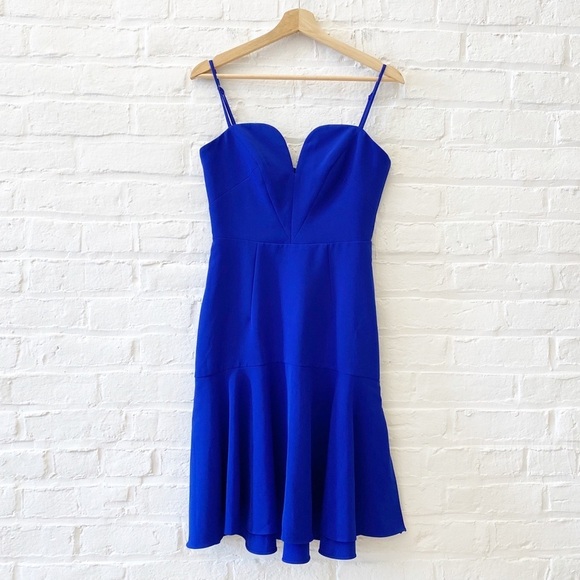 Milly || Kelly Sweetheart Fit & Flare Cocktail Dress Italian Cady Cobalt Blue 2 - Picture 1 of 11